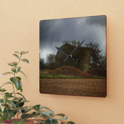 U R There Photography West Snover Grey Rustic Farmhouse Acrylic Analog Wall Clock