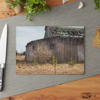 U R There Photography Leix Road Forgotten Grey II Rustic Farmhouse Tempered-Glass Cutting Board
