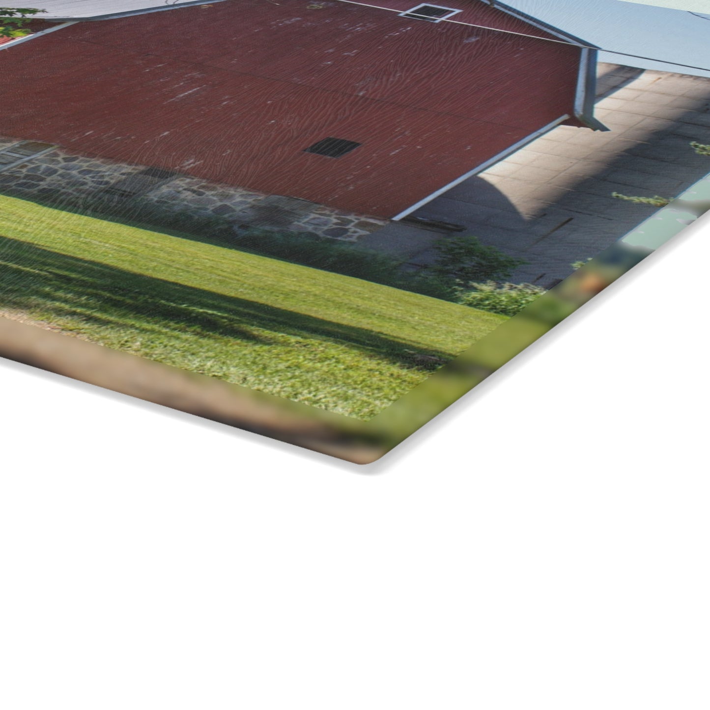 U R There Photography Mayville Road Red Rustic Farmhouse Tempered-Glass Cutting Board