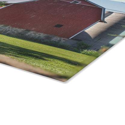 U R There Photography Mayville Road Red Rustic Farmhouse Tempered-Glass Cutting Board