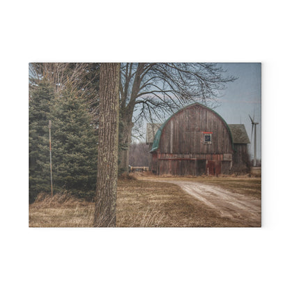U R There Photography Barns of Deckerville Road I Rustic Farmhouse Tempered-Glass Cutting Board