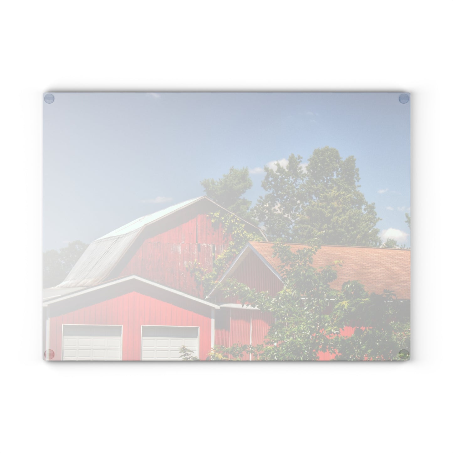 U R There Photography McKeen Lake Road Reds I Rustic Farmhouse Tempered-Glass Cutting Board