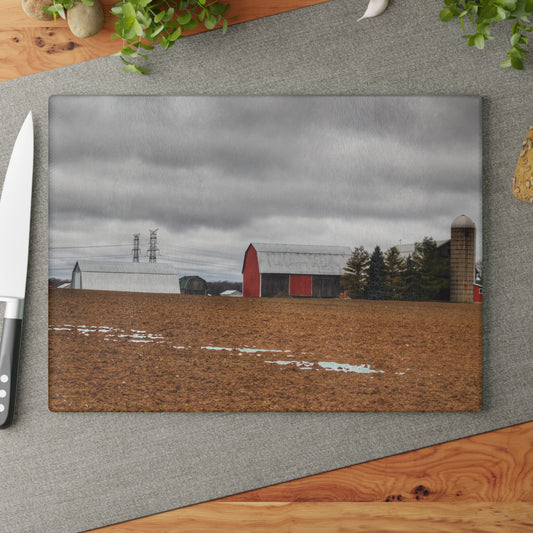 U R There Photography Ormes Road Old Grey Rustic Farmhouse Tempered-Glass Cutting Board