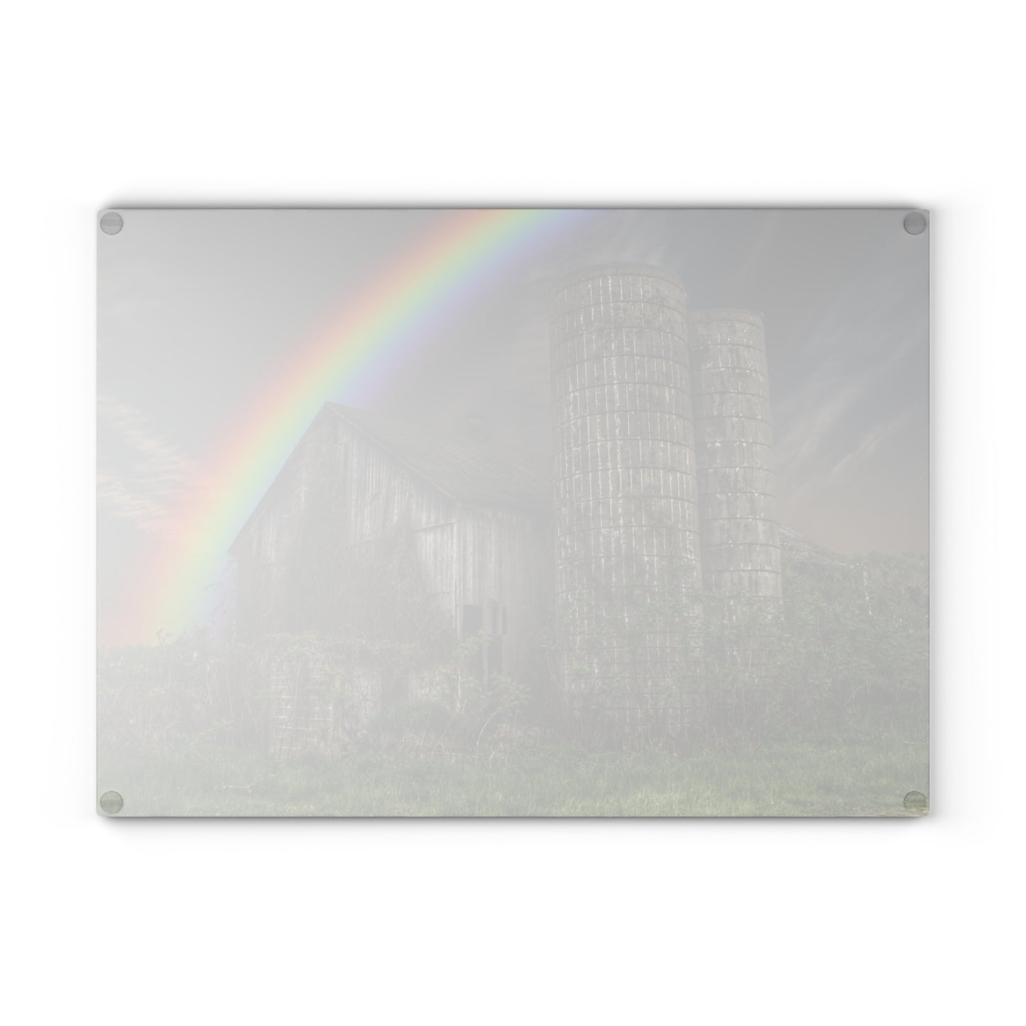 U R There Photography Somewhere Under the Rainbow Rustic Farmhouse Tempered-Glass Cutting Board