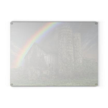 U R There Photography Somewhere Under the Rainbow Rustic Farmhouse Tempered-Glass Cutting Board