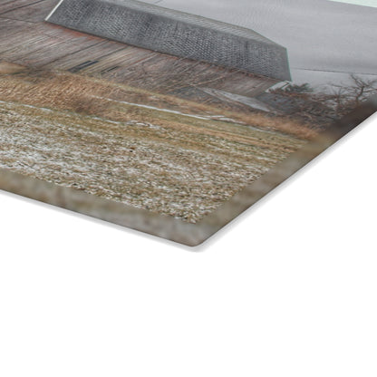 U R There Photography Mayville Road Grey Rustic Farmhouse Tempered-Glass Cutting Board