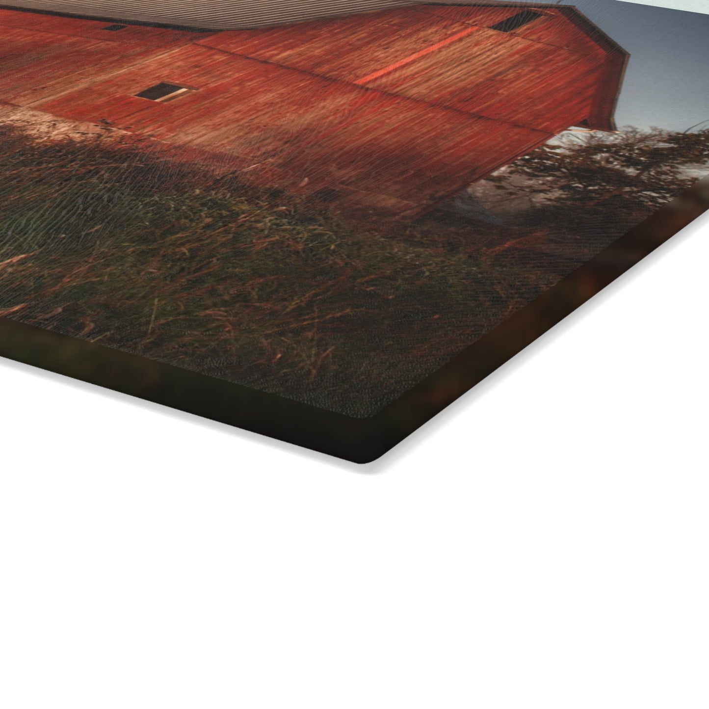 U R There Photography Columbiaville Red II Rustic Farmhouse Tempered-Glass Cutting Board