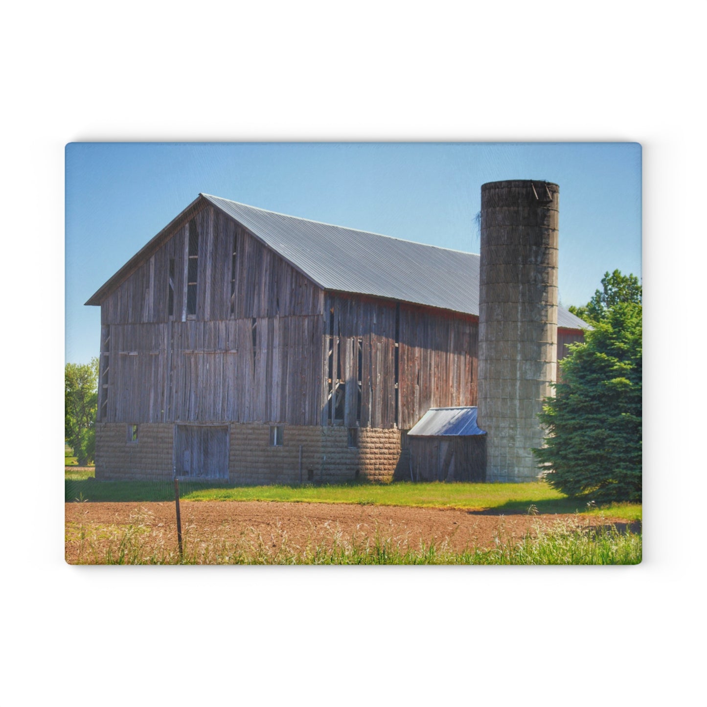 U R There Photography Gilford Grey III Rustic Farmhouse Tempered-Glass Cutting Board