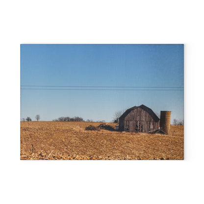 U R There Photography Hurd Corners Road Grey Rustic Farmhouse Tempered-Glass Cutting Board
