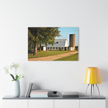 U R There Photography White Barn and Silo Rustic Farmhouse Acrylic Wall Print