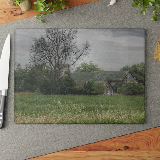 U R There Photography Wilder Road Grey III Rustic Farmhouse Tempered-Glass Cutting Board