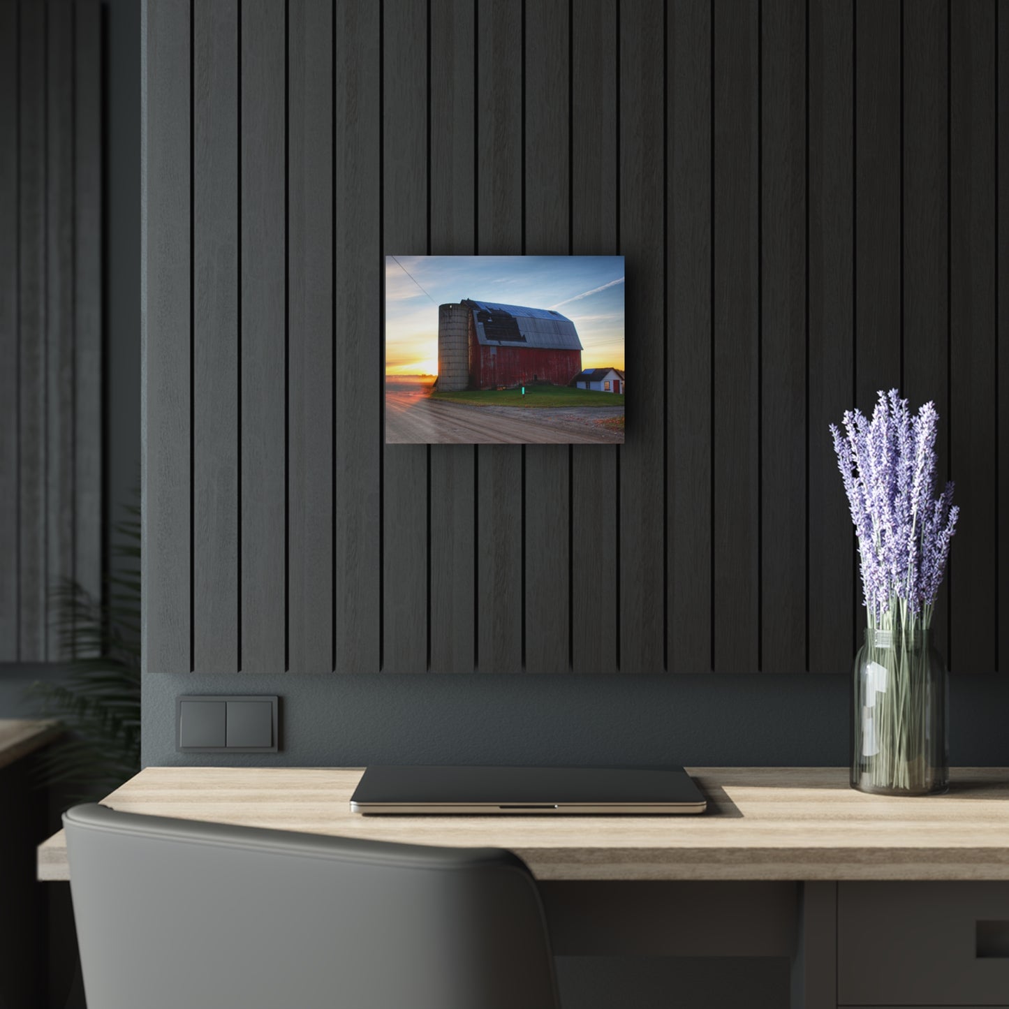 U R There Photography Haines Road Red at Sunrise Rustic Farmhouse Acrylic Wall Print