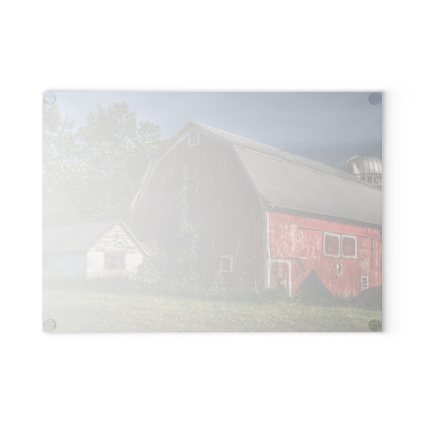 U R There Photography Stanley Road Red in Summer I Rustic Farmhouse Tempered-Glass Cutting Board