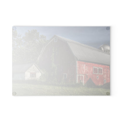 U R There Photography Stanley Road Red in Summer I Rustic Farmhouse Tempered-Glass Cutting Board