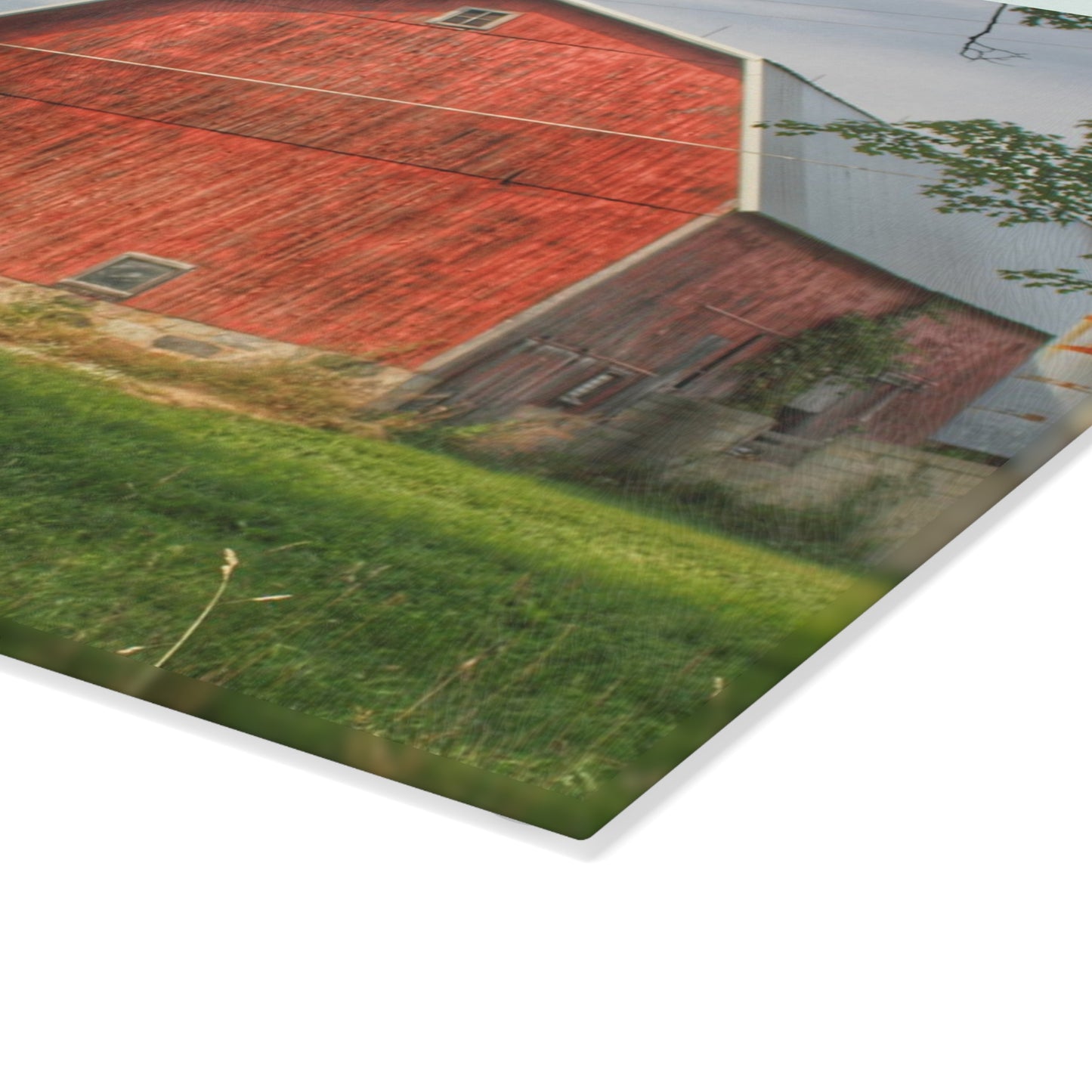 U R There Photography Crawford Road Red II Rustic Farmhouse Tempered-Glass Cutting Board