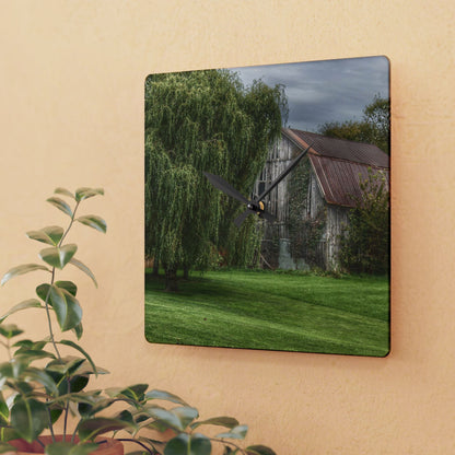 U R There Photography McDowell Road Grey Rustic Farmhouse Acrylic Analog Wall Clock