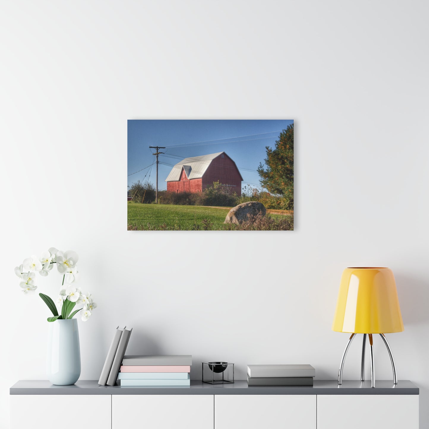 U R There Photography Hemingway Lake Road Red Rustic Farmhouse Acrylic Wall Print