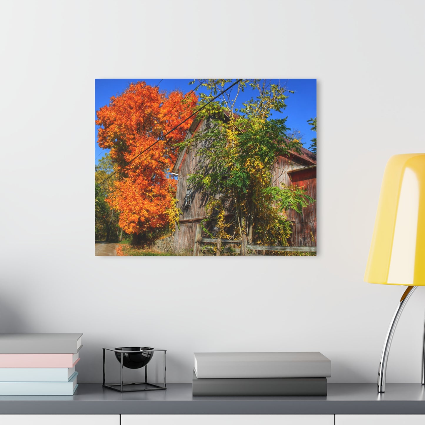 U R There Photography Oxford Rusted Red in Fall Rustic Farmhouse Acrylic Wall Print