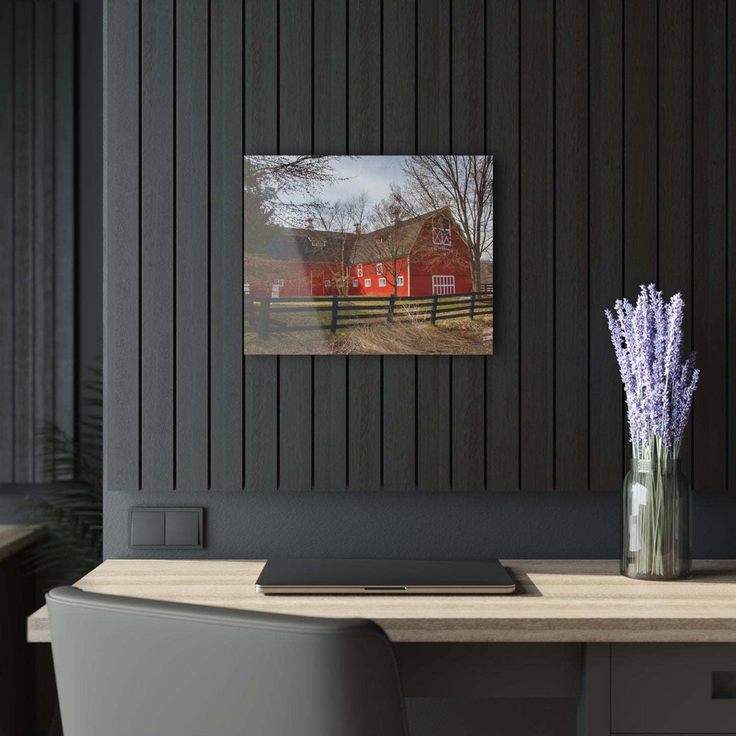 U R There Photography Thornville Road Red Rustic Farmhouse Acrylic Wall Print