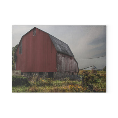 U R There Photography Roadside Stone Red Rustic Farmhouse Tempered-Glass Cutting Board