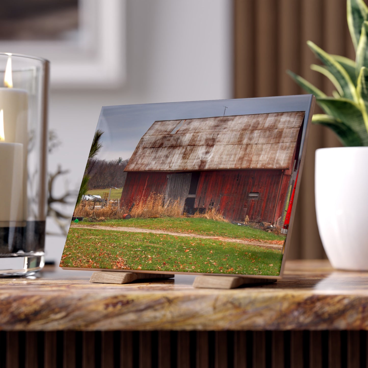 U R There Photography Castle Road Relic Red Rustic Farmhouse Decorative Ceramic Tile