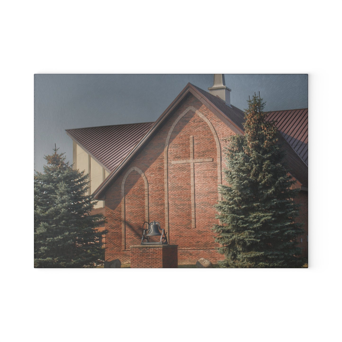 U R There Photography Church on Irish Road Rustic Farmhouse Tempered-Glass Cutting Board