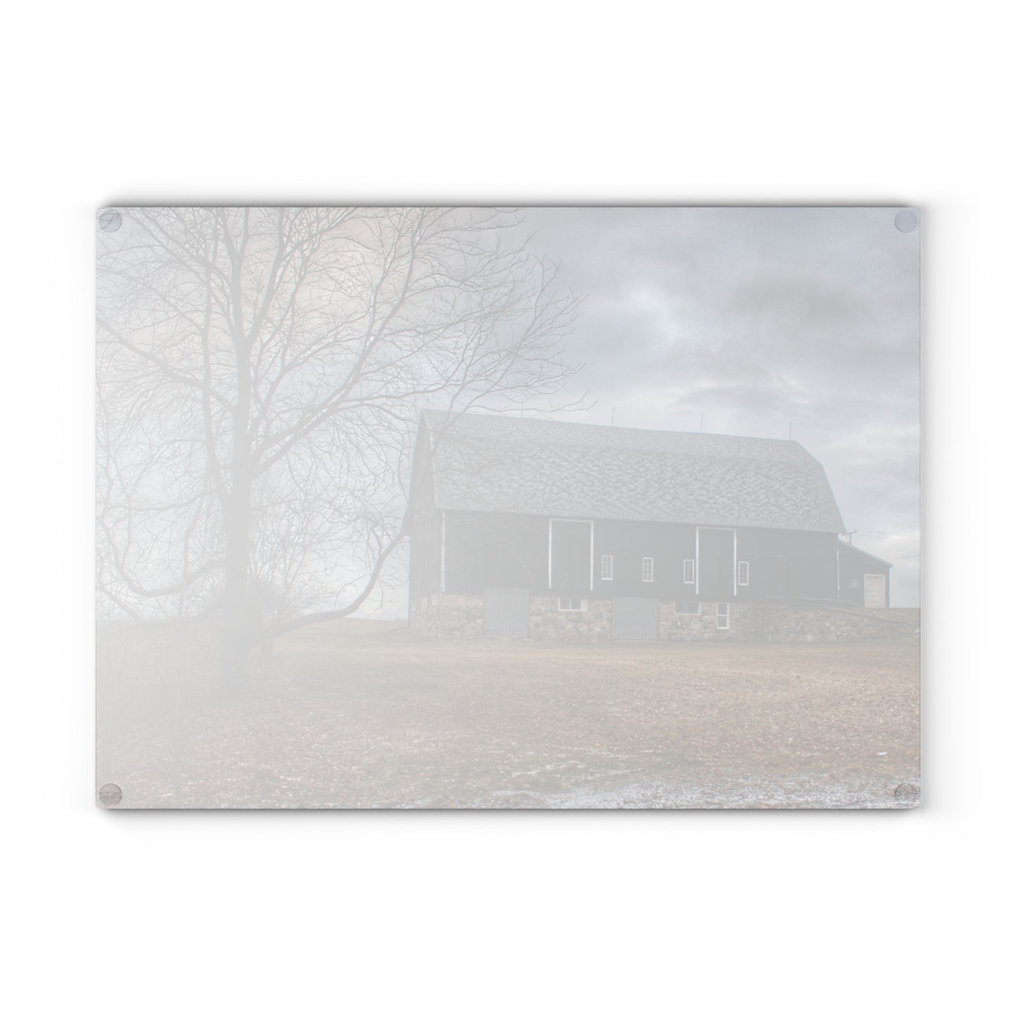 U R There Photography Attica Road Black Rustic Farmhouse Tempered-Glass Cutting Board