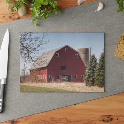 U R There Photography Hadley Red II Rustic Farmhouse Tempered-Glass Cutting Board