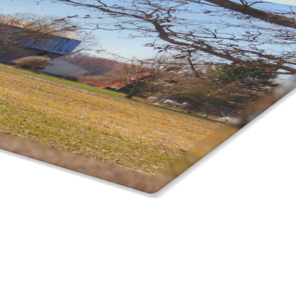 U R There Photography Rider Road Greys Rustic Farmhouse Tempered-Glass Cutting Board