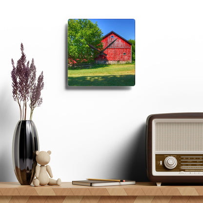U R There Photography Five Lakes Red IV Rustic Farmhouse Acrylic Analog Wall Clock 10.75'' × 10.75'' (Square)