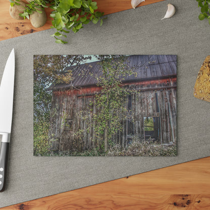 U R There Photography Annie's Barn II Rustic Farmhouse Tempered-Glass Cutting Board