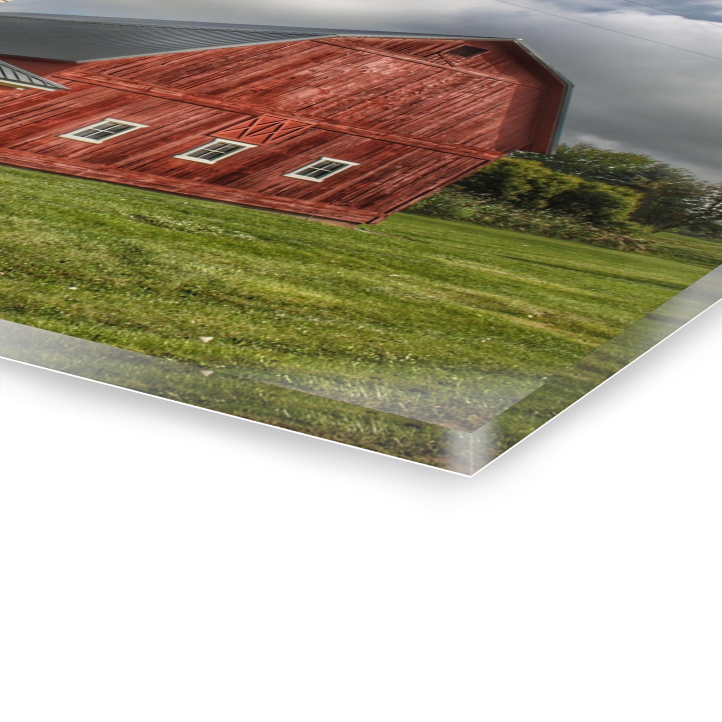 U R There Photography Hollow Corners Red and Silo Rustic Farmhouse Acrylic Wall Print