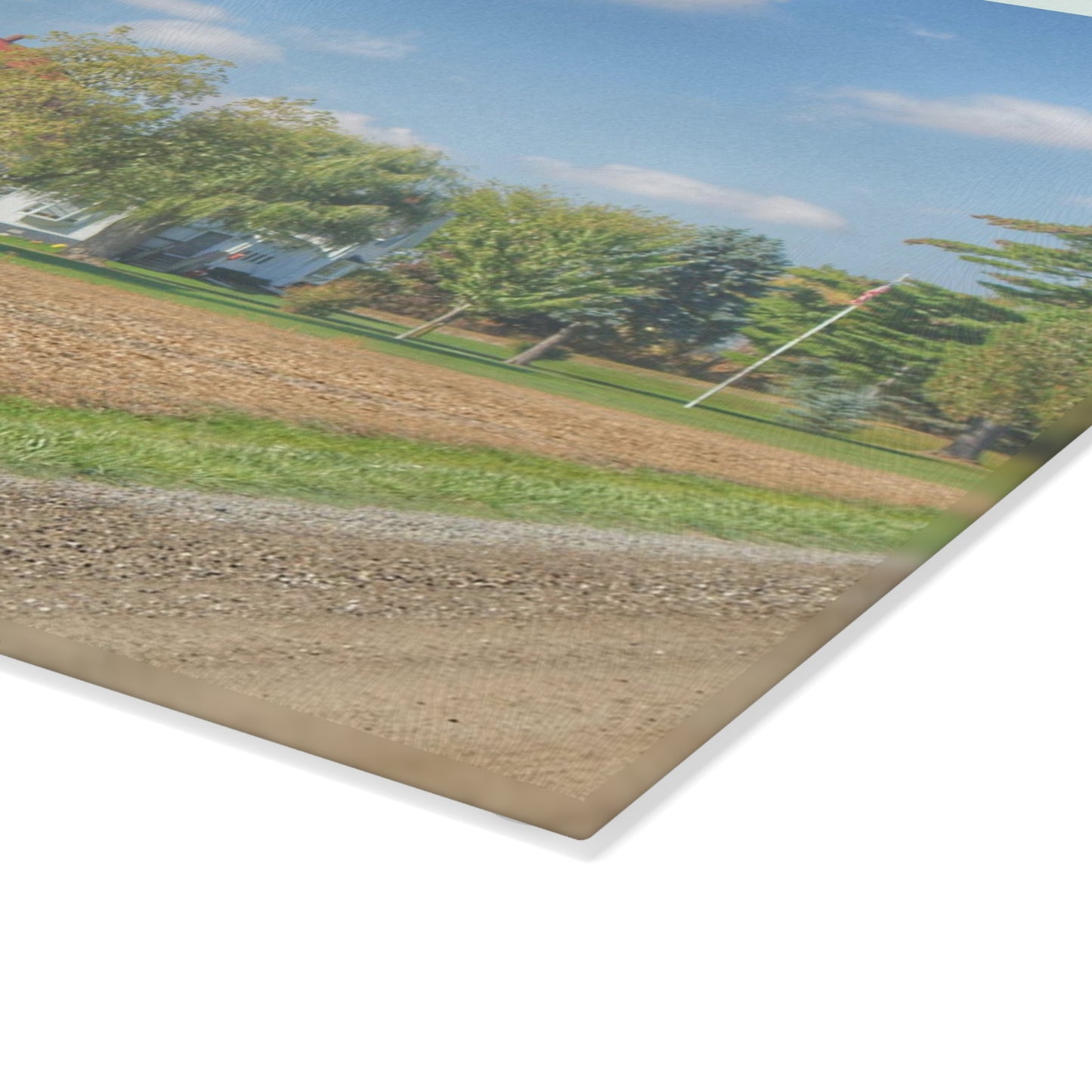 U R There Photography Sheridan Line Road Grey I Rustic Farmhouse Tempered-Glass Cutting Board