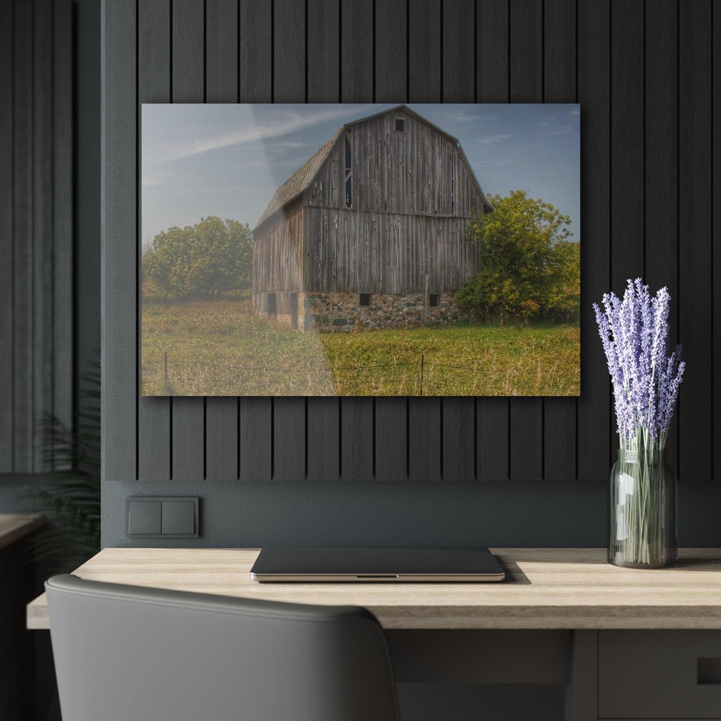 U R There Photography Cat Lake Grey II Rustic Farmhouse Acrylic Wall Print