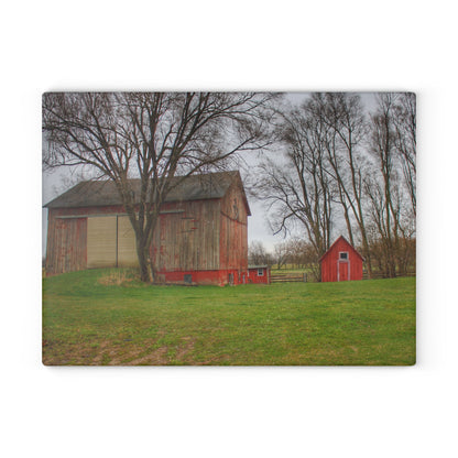 U R There Photography Lake George Red II Rustic Farmhouse Tempered-Glass Cutting Board