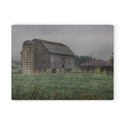 U R There Photography East Millington Road Grey and Stable Rustic Farmhouse Tempered-Glass Cutting Board