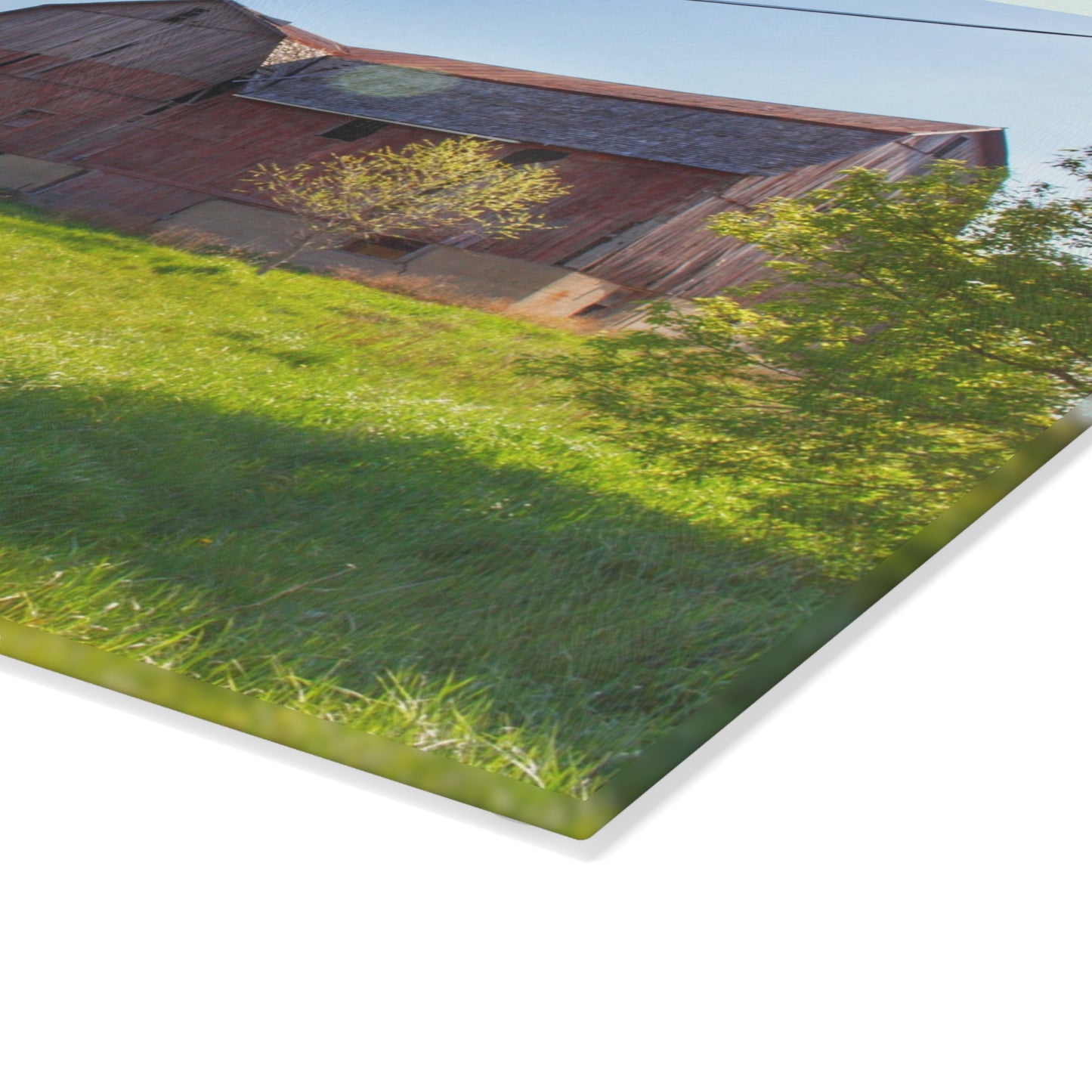 U R There Photography Leslie Road Red I Rustic Farmhouse Tempered I-Glass Cutting Board 8"x 11"