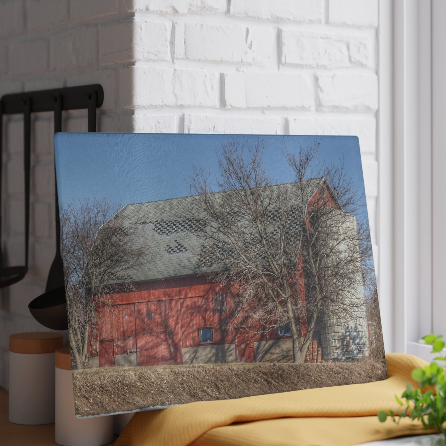 U R There Photography Van Dyke Red II Rustic Farmhouse Tempered-Glass Cutting Board