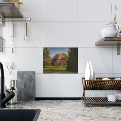 U R There Photography Belle River Red I Rustic Farmhouse Decorative Ceramic Tile