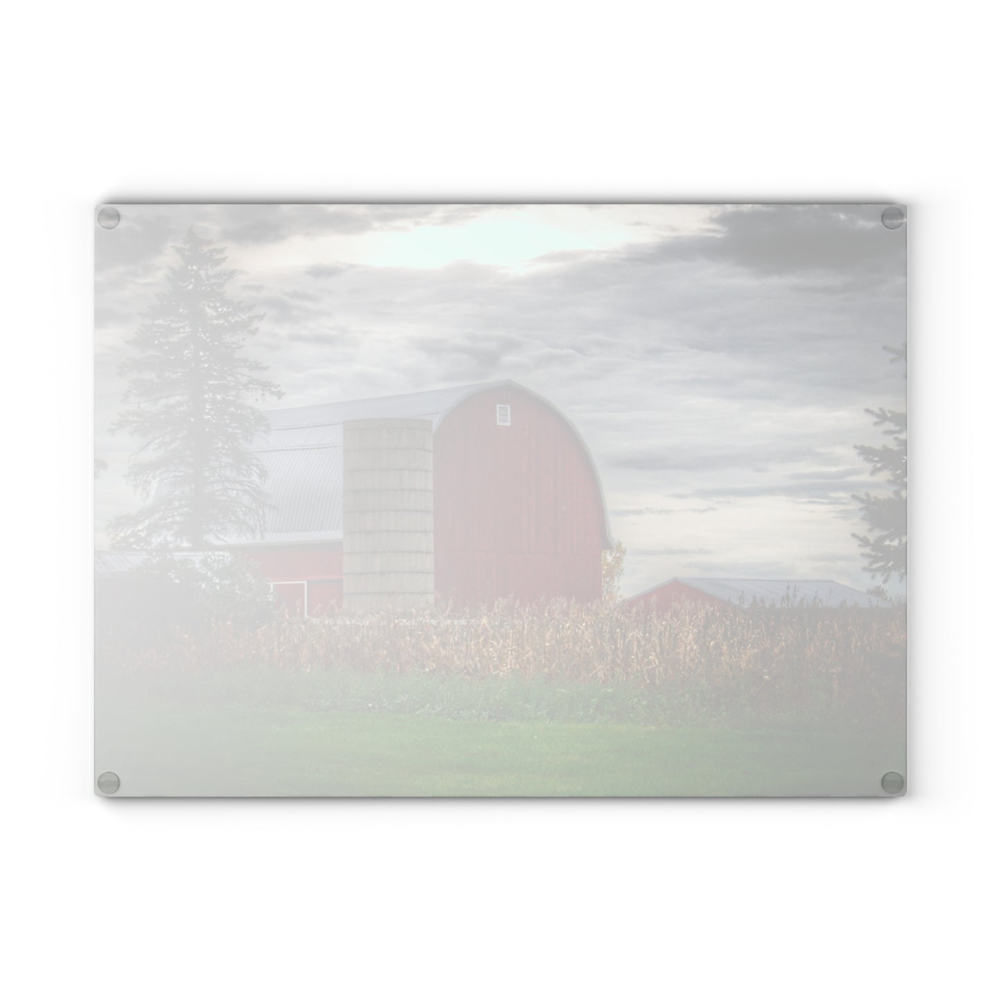 U R There Photography Haines Roadside Red and Silo Rustic Farmhouse Tempered-Glass Cutting Board