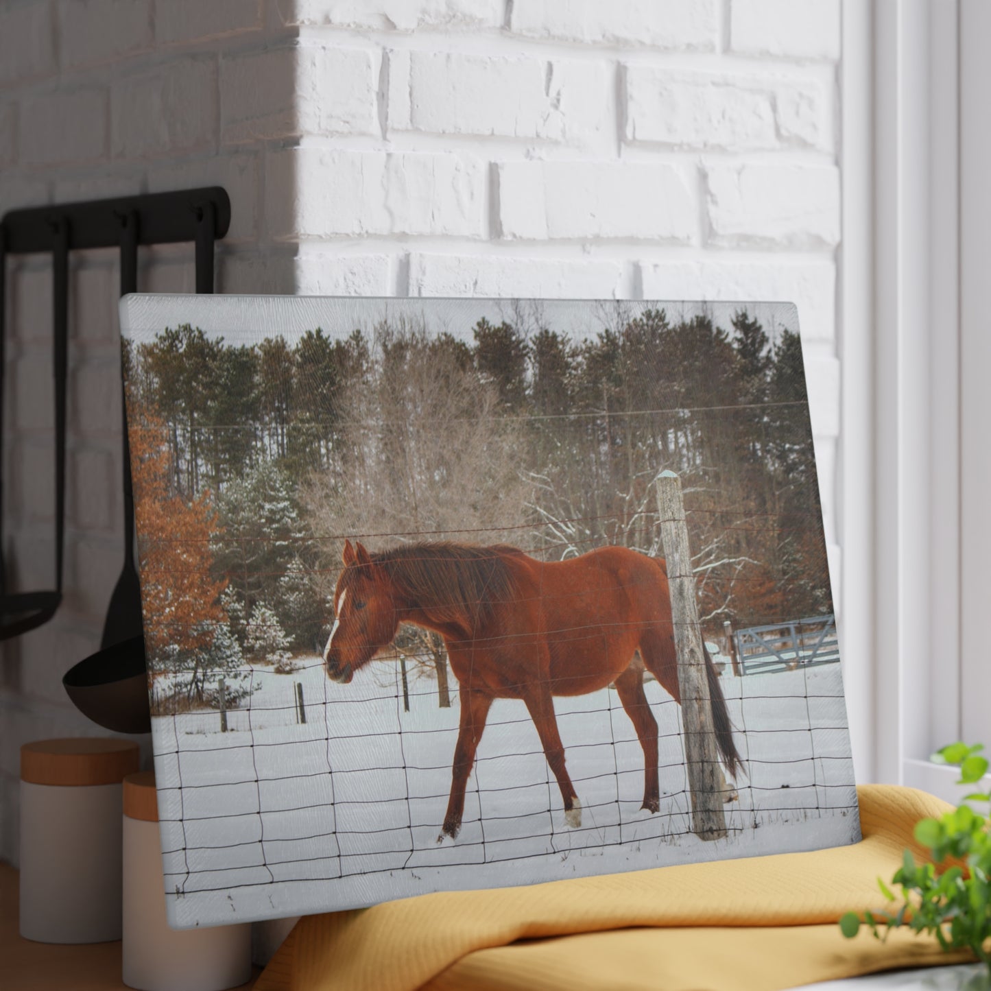 U R There Photography Roadside Chestnut Rustic Farmhouse Tempered-Glass Cutting Board