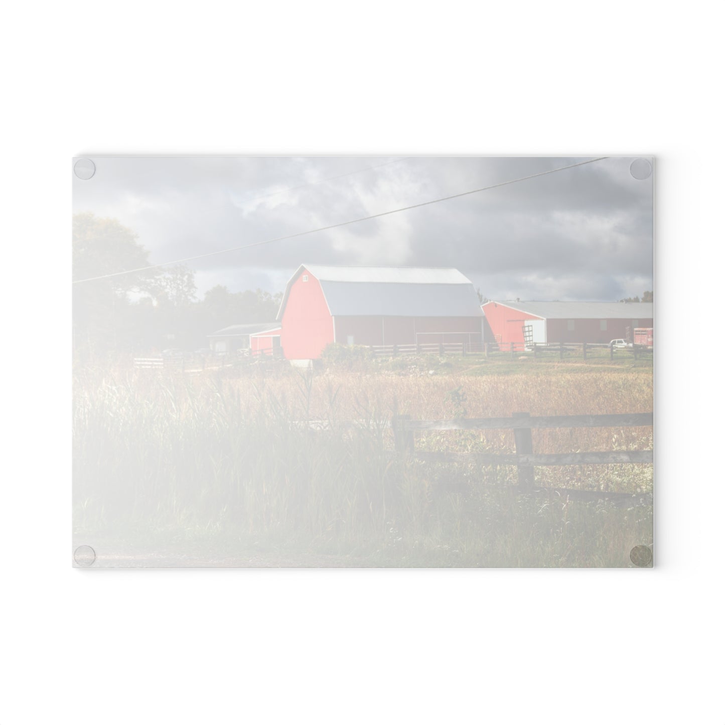 U R There Photography Beyond the Fence on Richfield Road Rustic Farmhouse Tempered-Glass Cutting Board