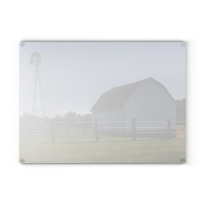 U R There Photography M-90 White and Windmill II Rustic Farmhouse Tempered-Glass Cutting Board