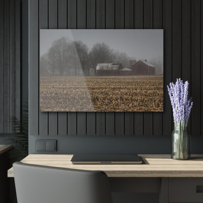 U R There Photography Farm in the Fog on Barnes Road Rustic Farmhouse Acrylic Wall Print