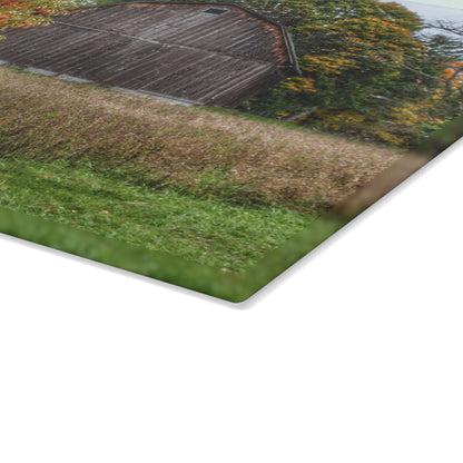 U R There Photography Mount Morris Road Grey in the Fall Rustic Farmhouse Tempered-Glass Cutting Board
