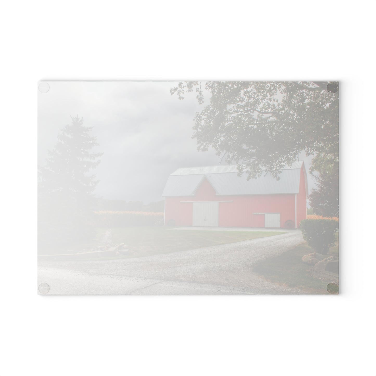 U R There Photography Richville Road Red Rustic Farmhouse Tempered-Glass Cutting Board