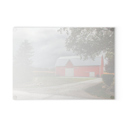 U R There Photography Richville Road Red Rustic Farmhouse Tempered-Glass Cutting Board
