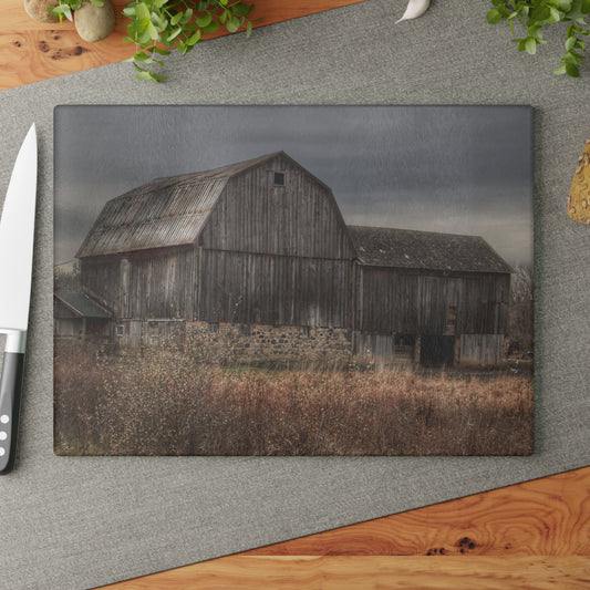 U R There Photography Majestic Grey Rustic Farmhouse Tempered-Glass Cutting Board