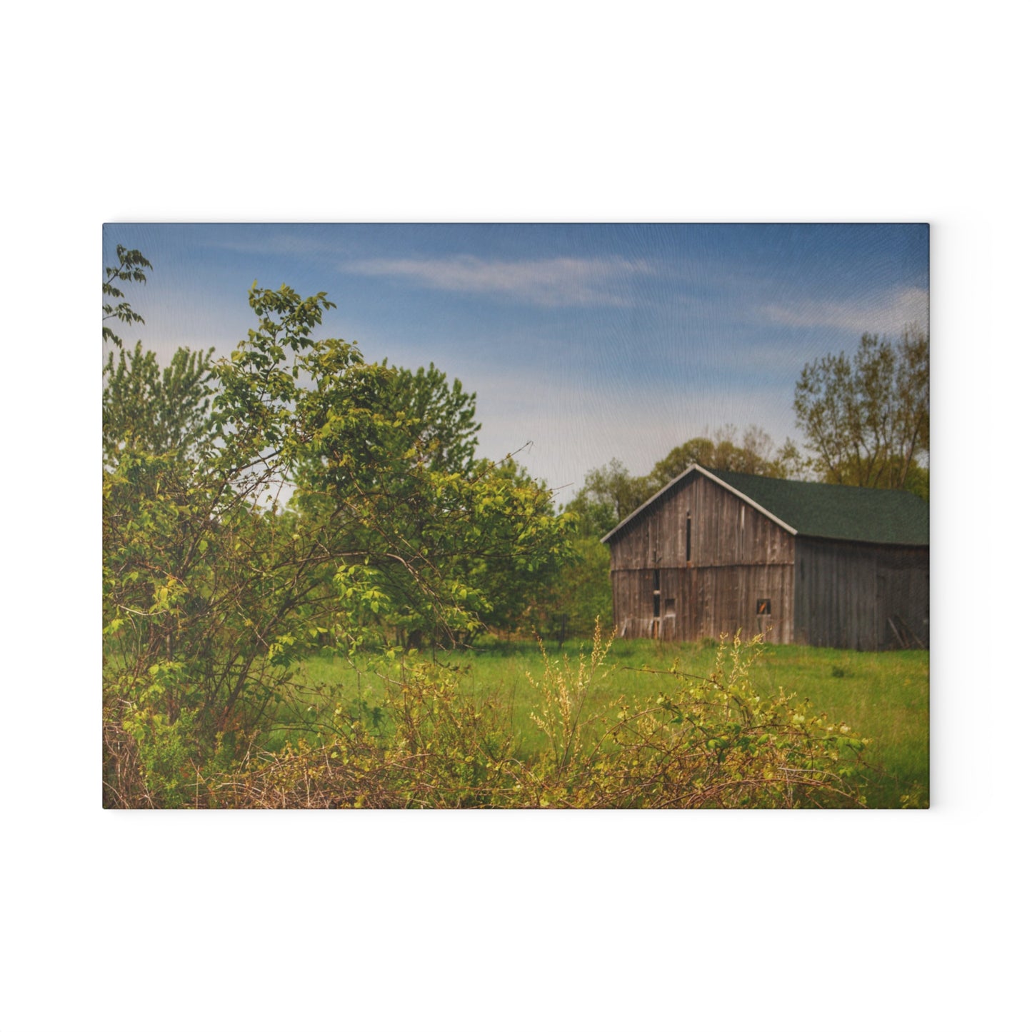 U R There Photography North Branch Little Grey Rustic Farmhouse Tempered-Glass Cutting Board