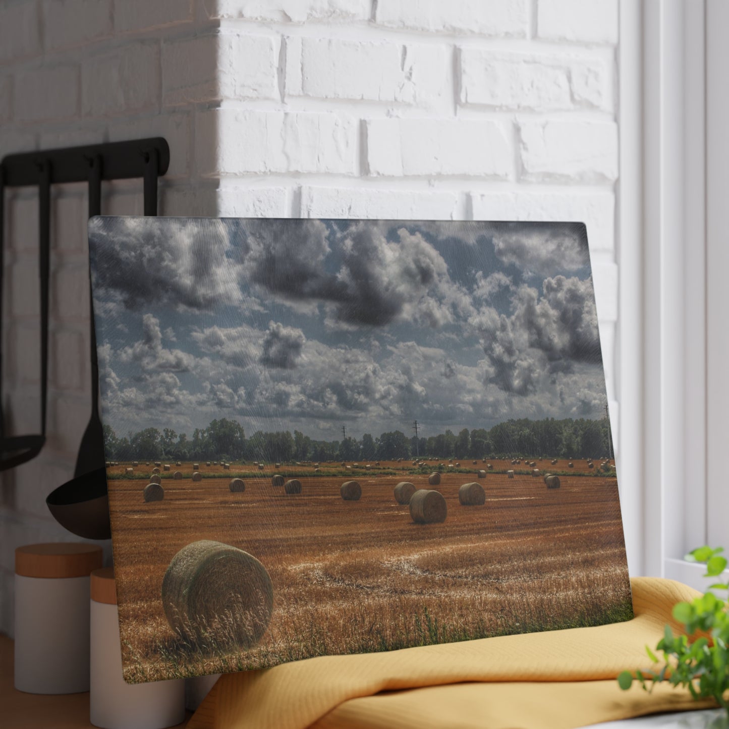 U R There Photography Haybale Heaven Rustic Farmhouse Tempered-Glass Cutting Board